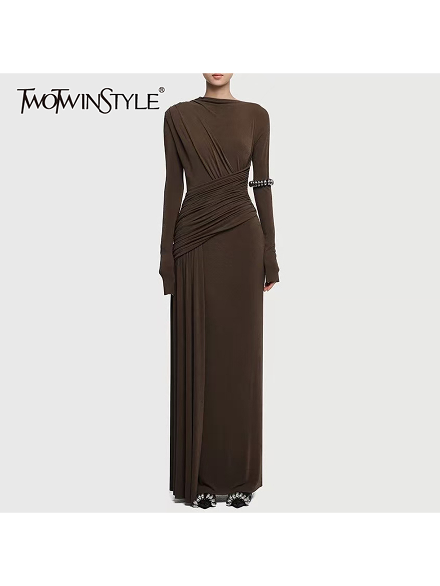 Linen Dress Wrap - TWOTWINSTYLE Solid Slimming Dresses Fr Women