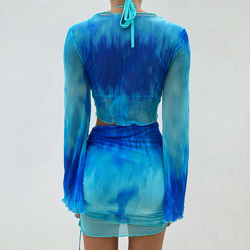 Nsangu Sexy Two Piece Set Blue - Crop Top Crochet 리뷰 및 가격