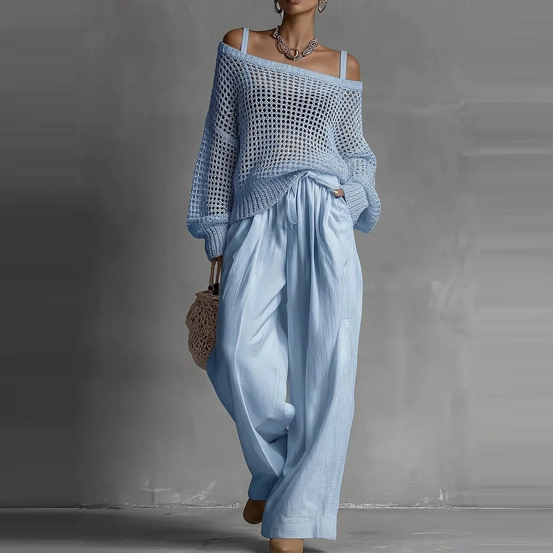 Fashion Solid One Shoulder Lon - Linen Pant Wide 리뷰 및 가격