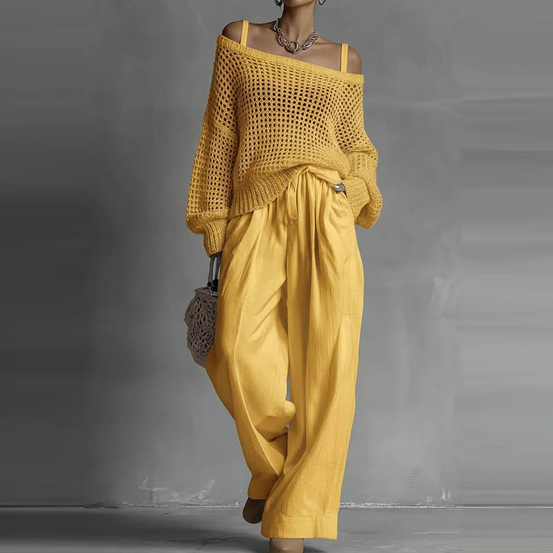 Fashion Solid One Shoulder Lon - Linen Pant Wide 리뷰 및 가격