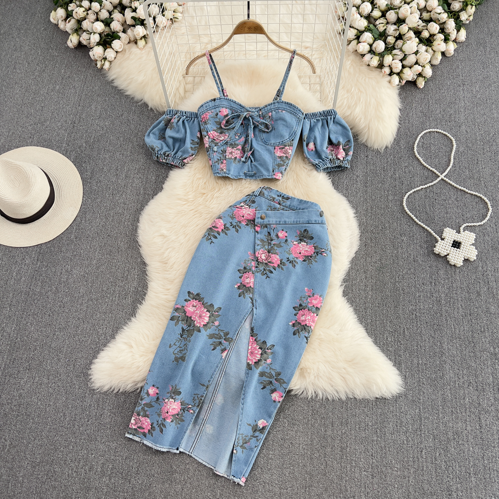 Fashion Floral Print Denim Ski - Romper Floral Print 리뷰 및 가격