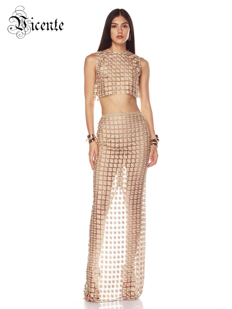 VC Stylish Beige Sleeveless Cr - Crop Top Crochet 리뷰 및 가격