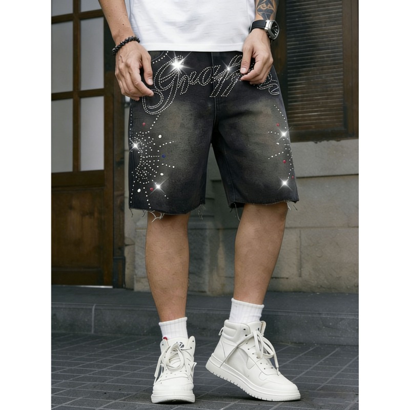 American Streetwear Men's Non- - Shorts Denim Frayed 리뷰 및 가격
