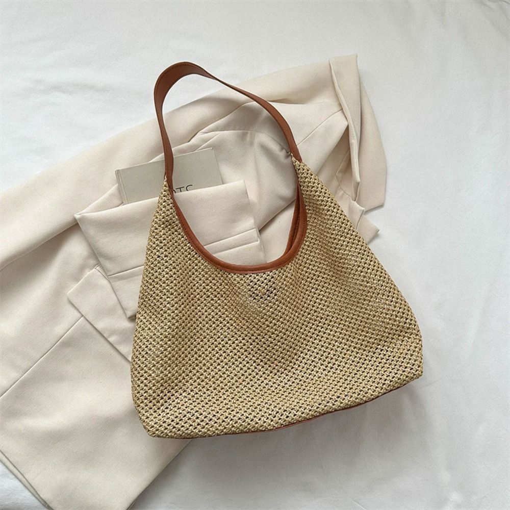 Fashion Solid Color Weave Stra - Tote Bag Beach 리뷰 및 가격