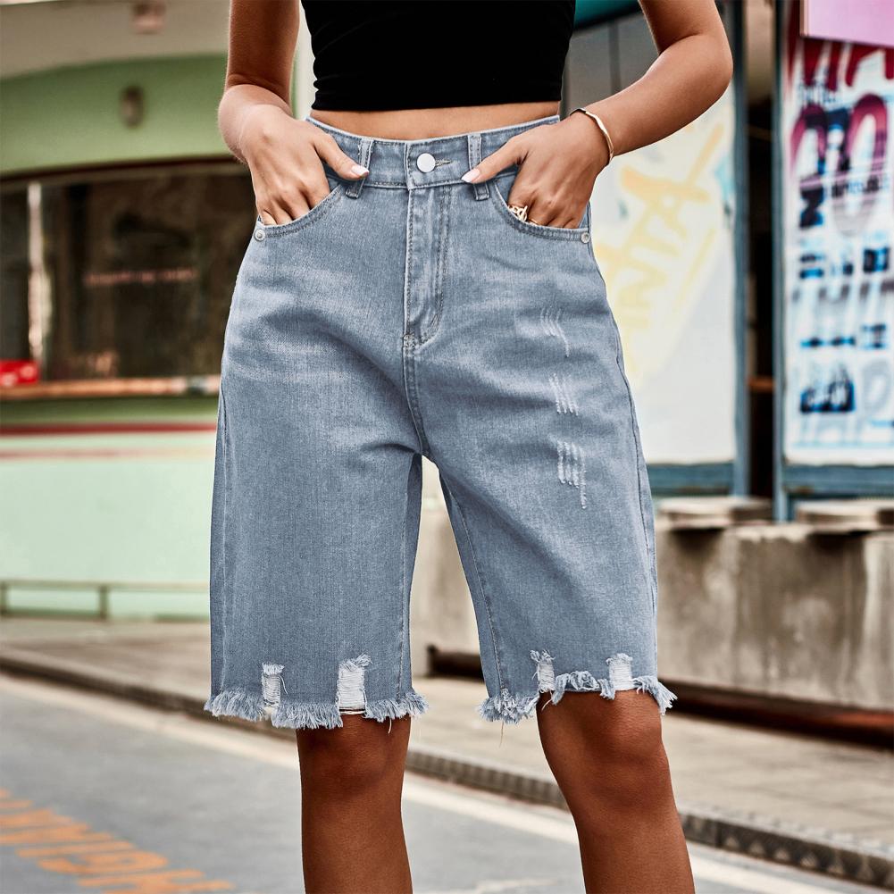 2026 Women's Distressed Bermud - Shorts Denim Frayed 리뷰 및 가격