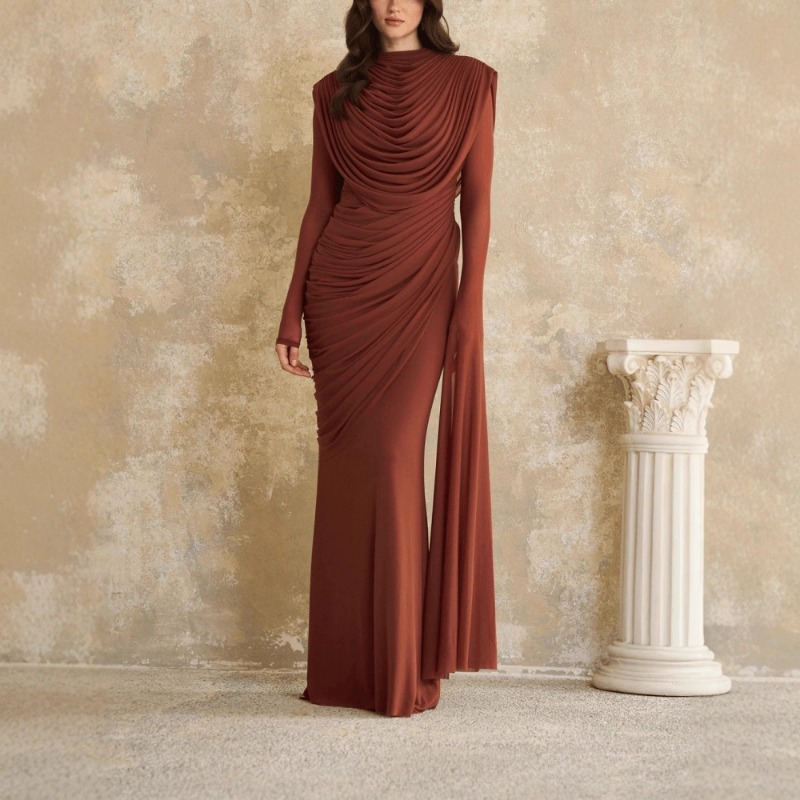 Solid Draped Neckline Long Dre - Linen Dress Wrap 리뷰 및 가격