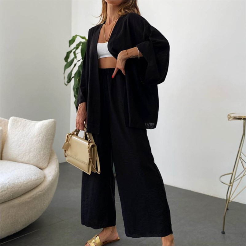 Women's Linen Trouser Suit Wit - Linen Pant Wide 리뷰 및 가격