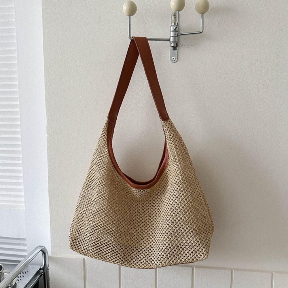 Cute Solid Color Weave Straw B - Tote Bag Beach 리뷰 및 가격