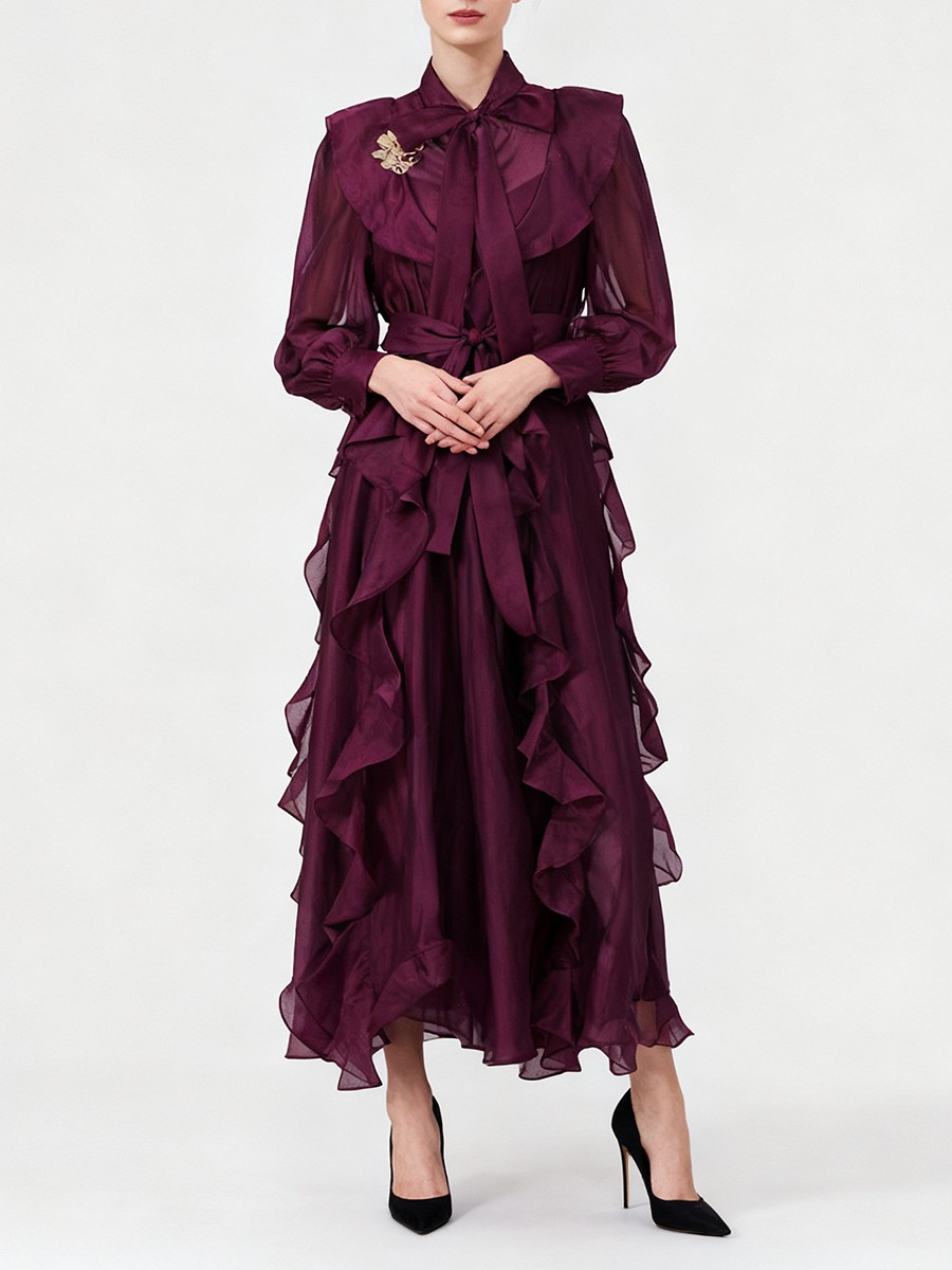 TWOTWINSTYLE Solid Spliced Ruf - Linen Dress Wrap 리뷰 및 가격