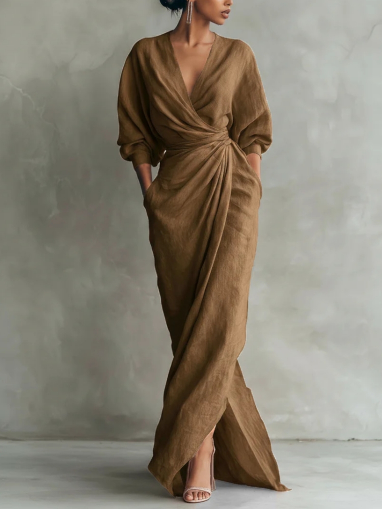 Women Linen Blend Wrap Maxi Dr - Linen Dress Wrap 리뷰 및 가격