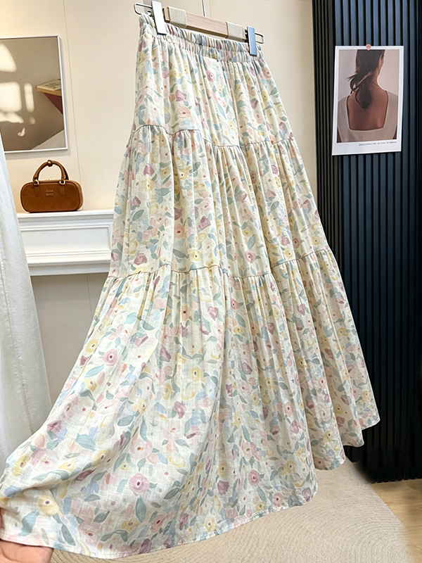 Summer Floral Print A-Line Mid - Midi Skirt Floral 리뷰 및 가격