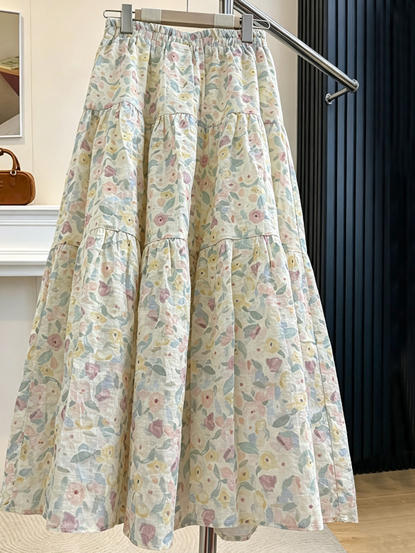Summer Floral Print A-Line Mid - Midi Skirt Floral 리뷰 및 가격