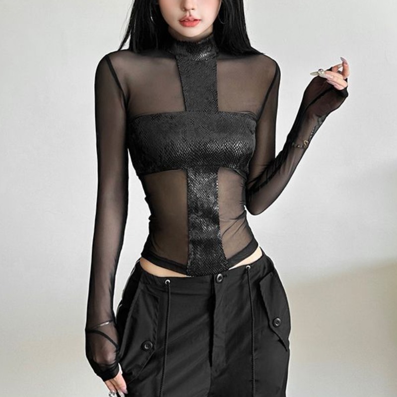 American Style Mesh Long Sleev - Blouse Off Shoulder 리뷰 및 가격