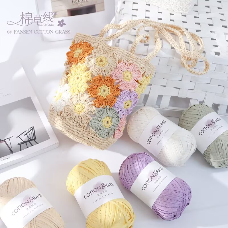50g Cotton Grass Yarn Raffia S - Crochet Bag Raffia 리뷰 및 가격