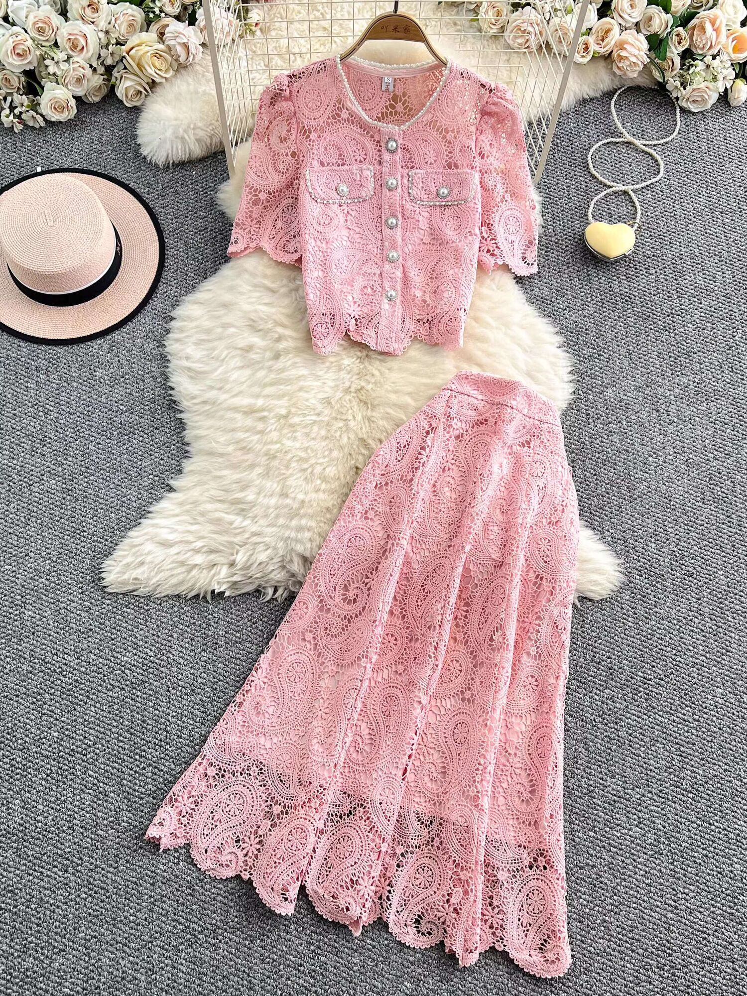Elegant Pearl Long Dress Suits - Midi Skirt Floral 리뷰 및 가격