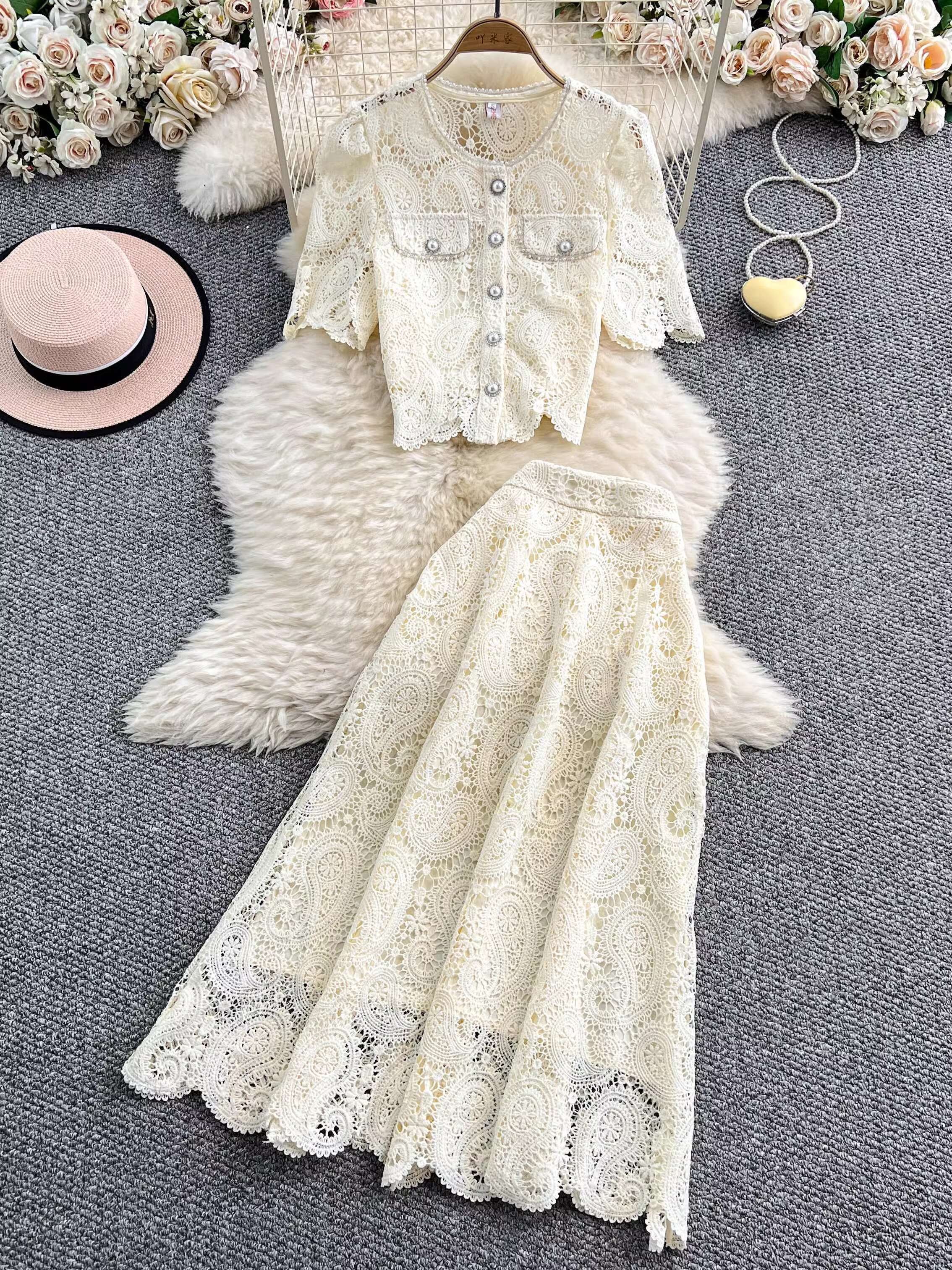 Elegant Pearl Long Dress Suits - Midi Skirt Floral 리뷰 및 가격