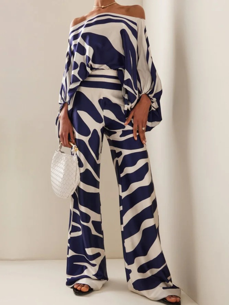Women's Printed Satin 2-piece  - Blouse Off Shoulder 리뷰 및 가격