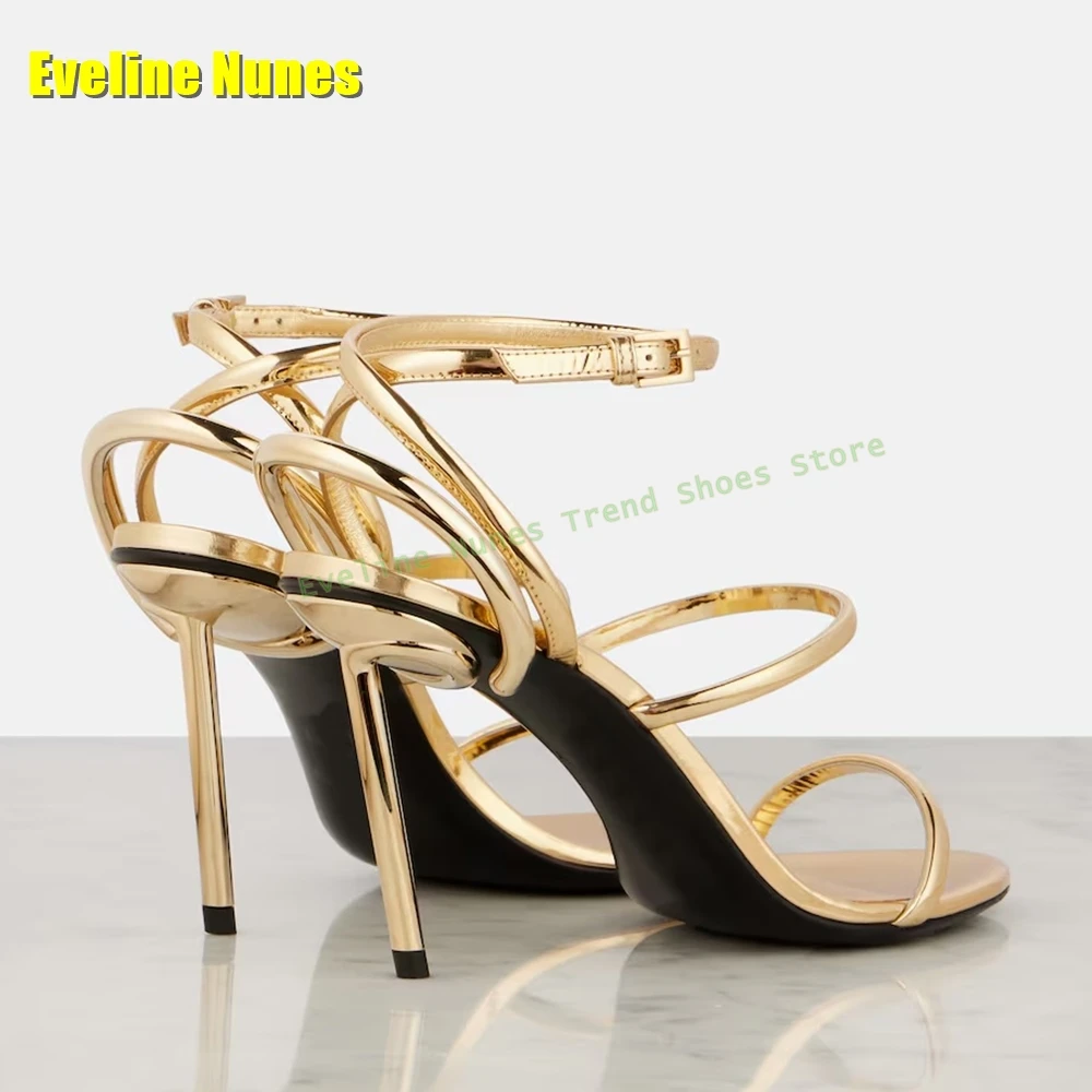 Golden Strappy Metallic Leathe - Sandal Strappy Heeled 리뷰 및 가격