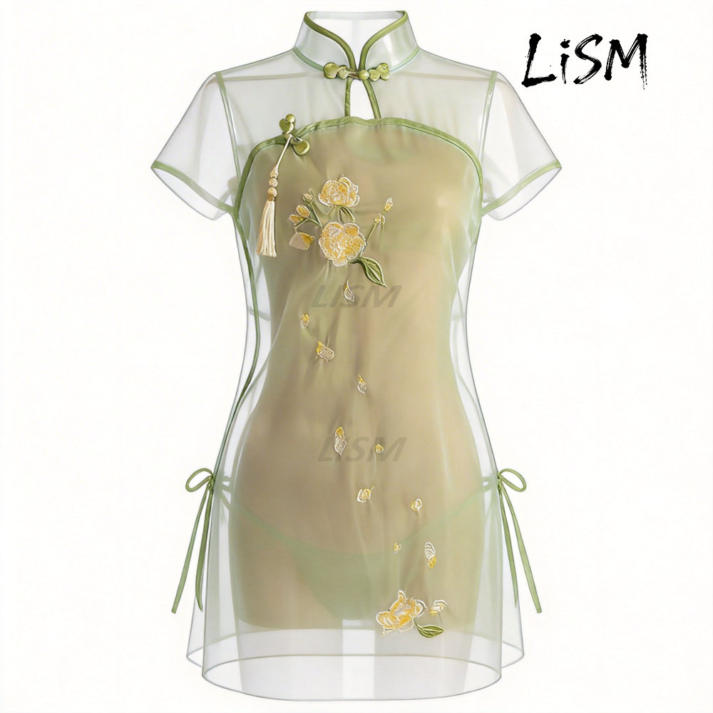 LiSM Women's Cheongsam Pajamas - Kimono Sheer Floral 리뷰 및 가격