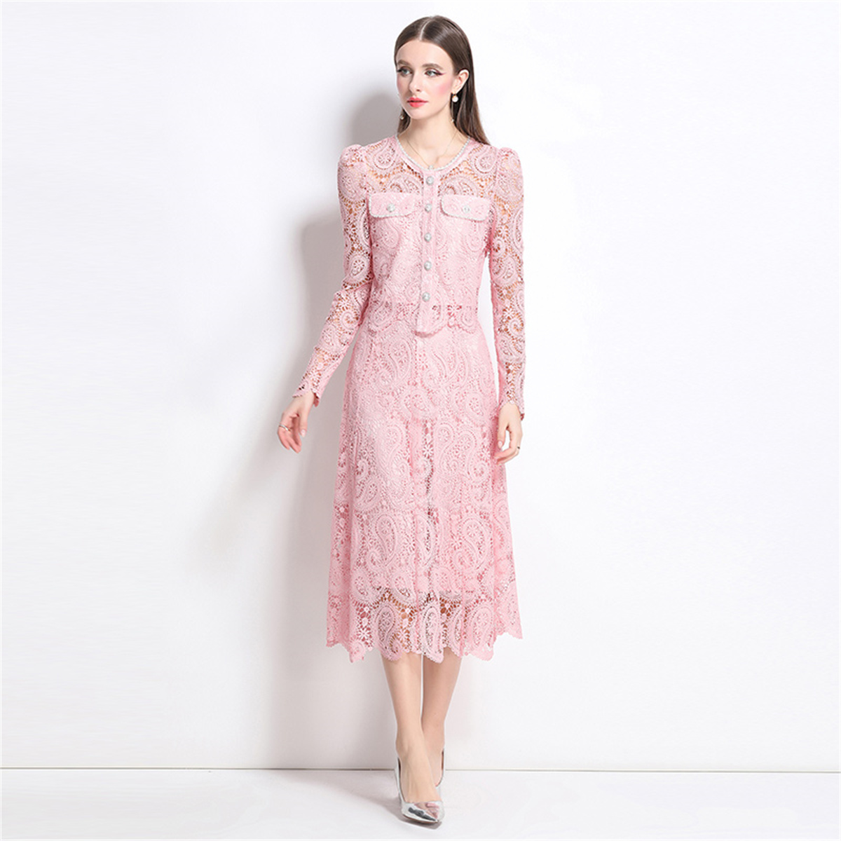 Spring Sweet Lace Flower Embro - Midi Skirt Floral 리뷰 및 가격