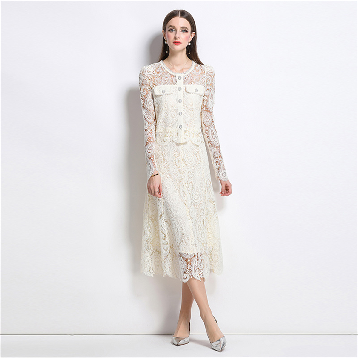 Spring Sweet Lace Flower Embro - Midi Skirt Floral 리뷰 및 가격