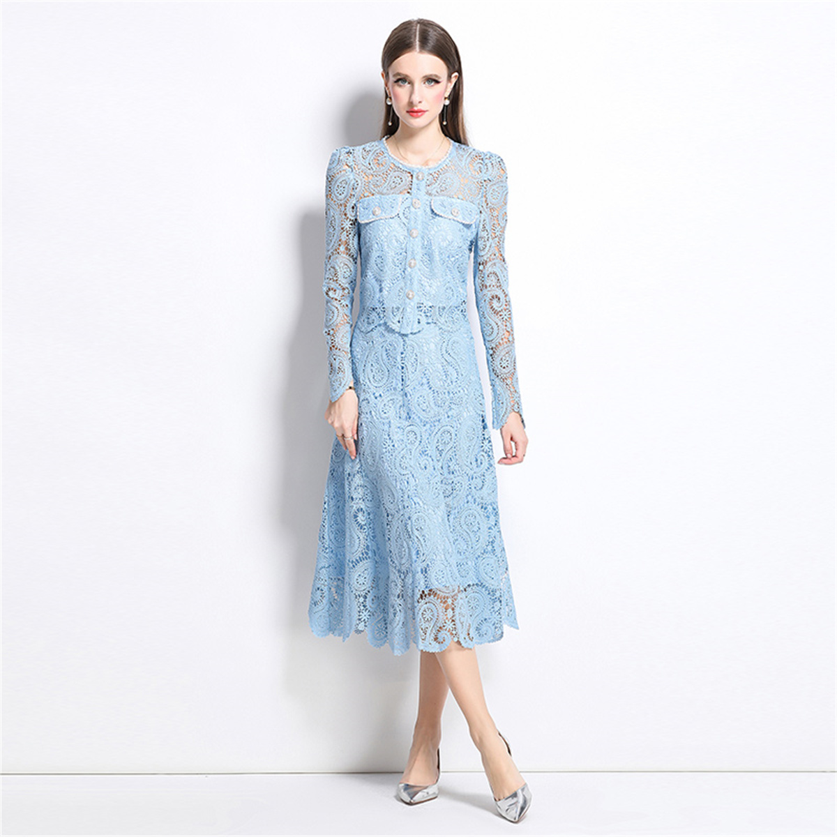 Spring Sweet Lace Flower Embro - Midi Skirt Floral 리뷰 및 가격