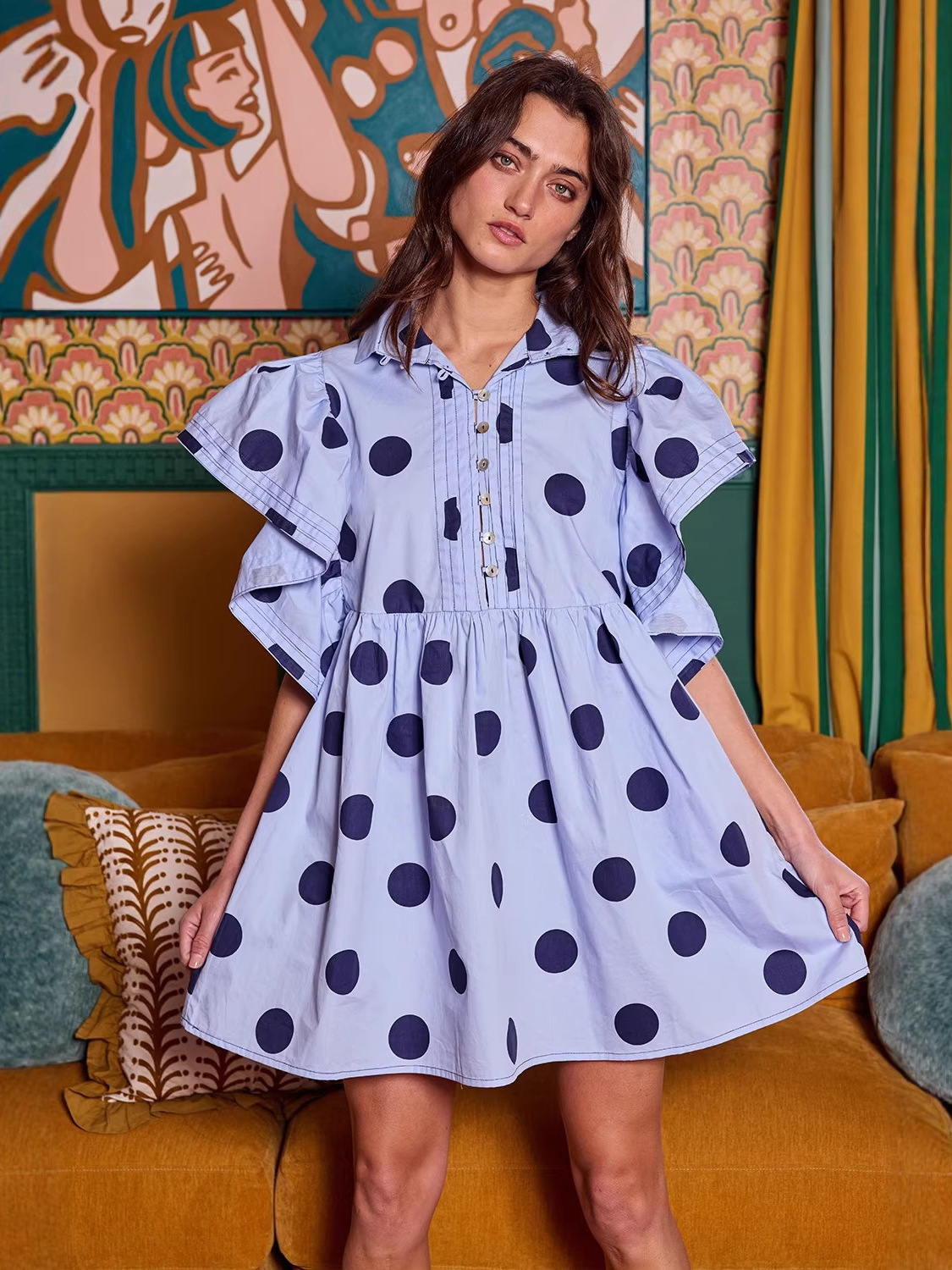 Spring Summer Polka Dot Print  - Blouse Off Shoulder 리뷰 및 가격