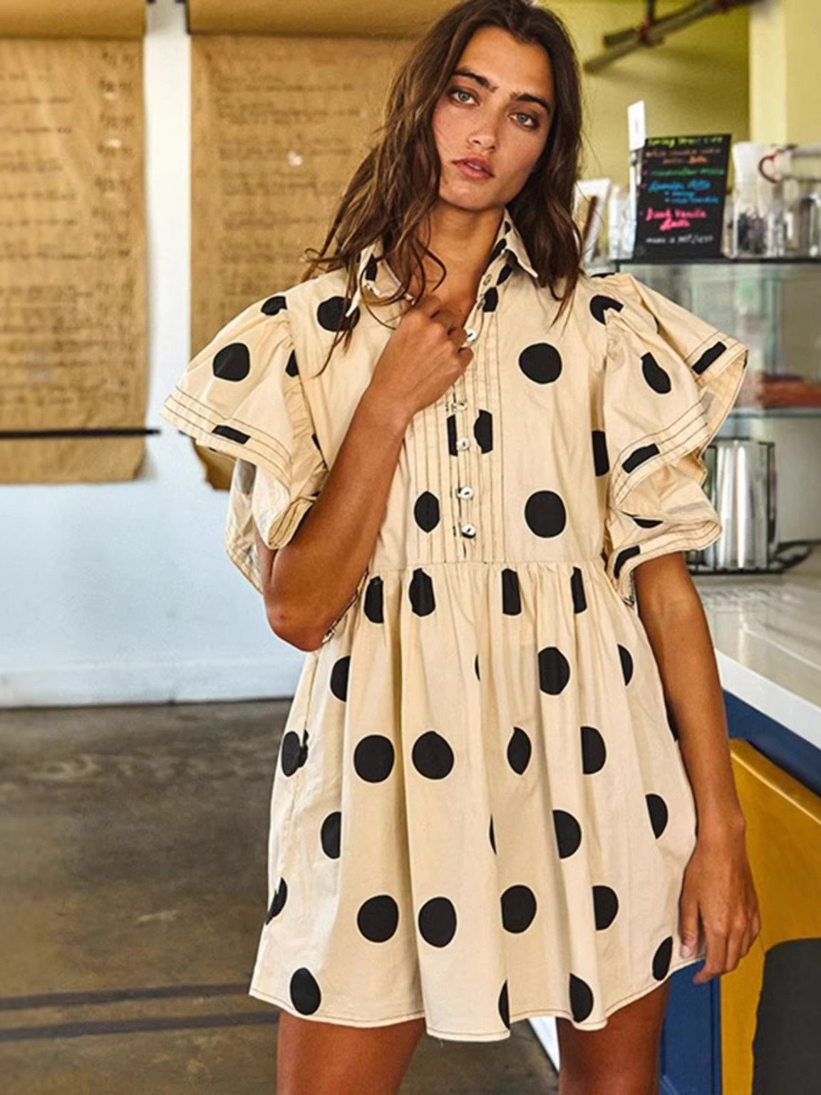 Spring Summer Polka Dot Print  - Blouse Off Shoulder 리뷰 및 가격