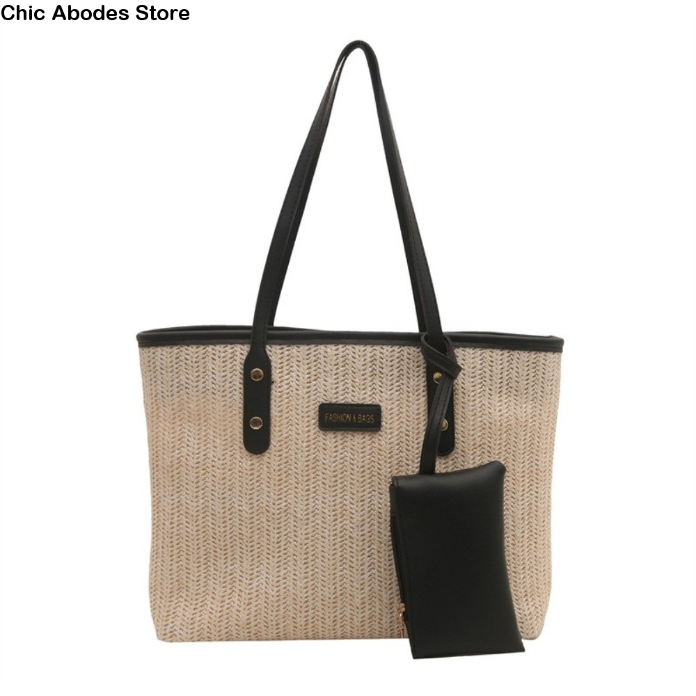 Casual Solid Color Weave Tote  - Tote Bag Beach 리뷰 및 가격