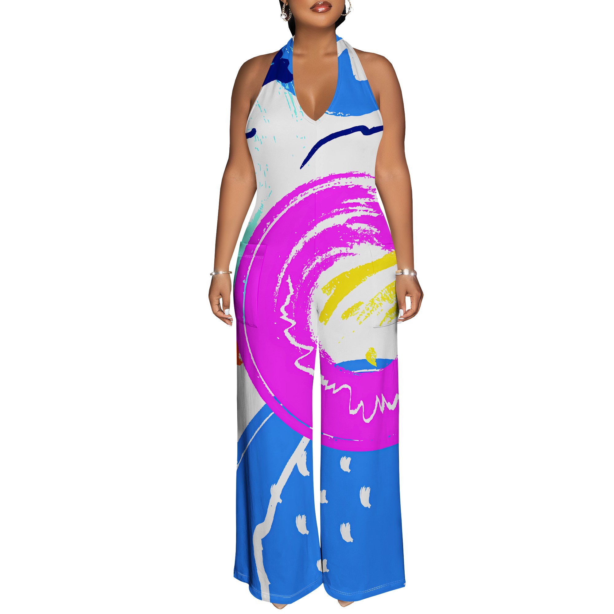 Bold Abstract Brushstroke Halt - Maxi Dress Halter 리뷰 및 가격