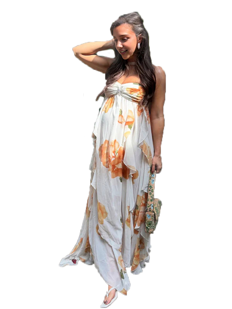 Boho Floral Maternity Photosho - Maxi Dress Halter 리뷰 및 가격