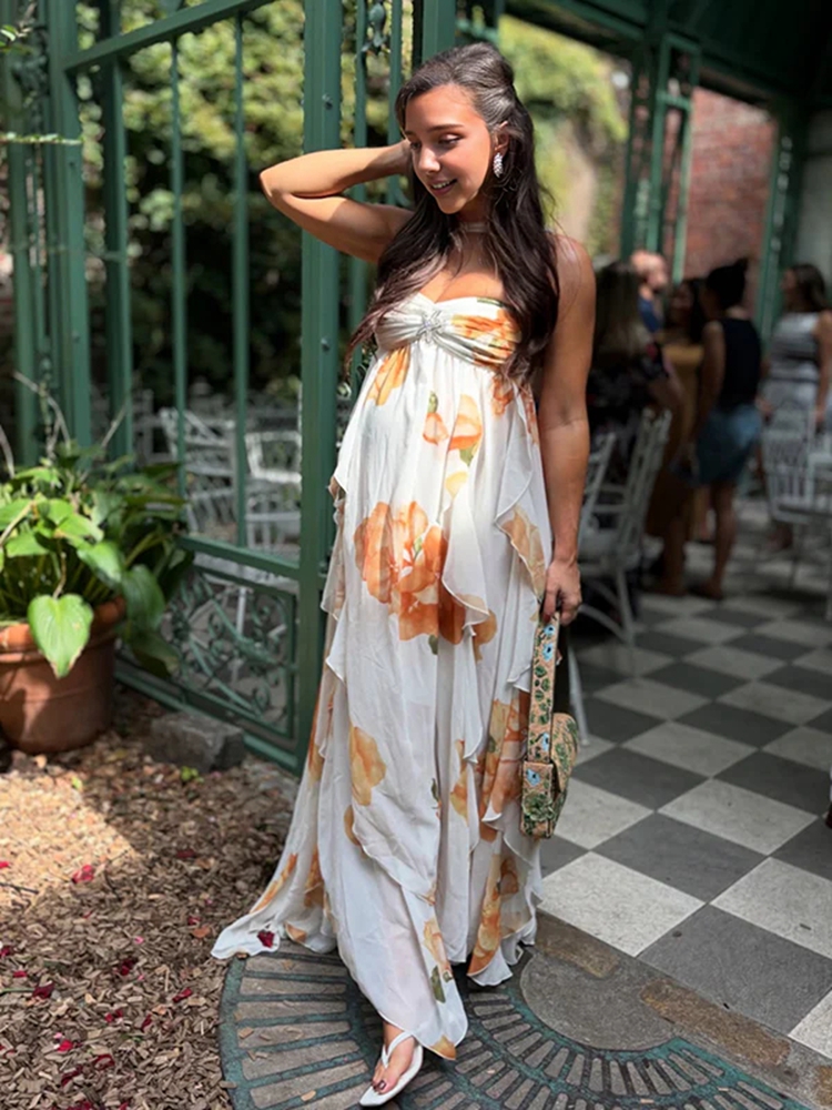 Boho Floral Maternity Photosho - Maxi Dress Halter 리뷰 및 가격