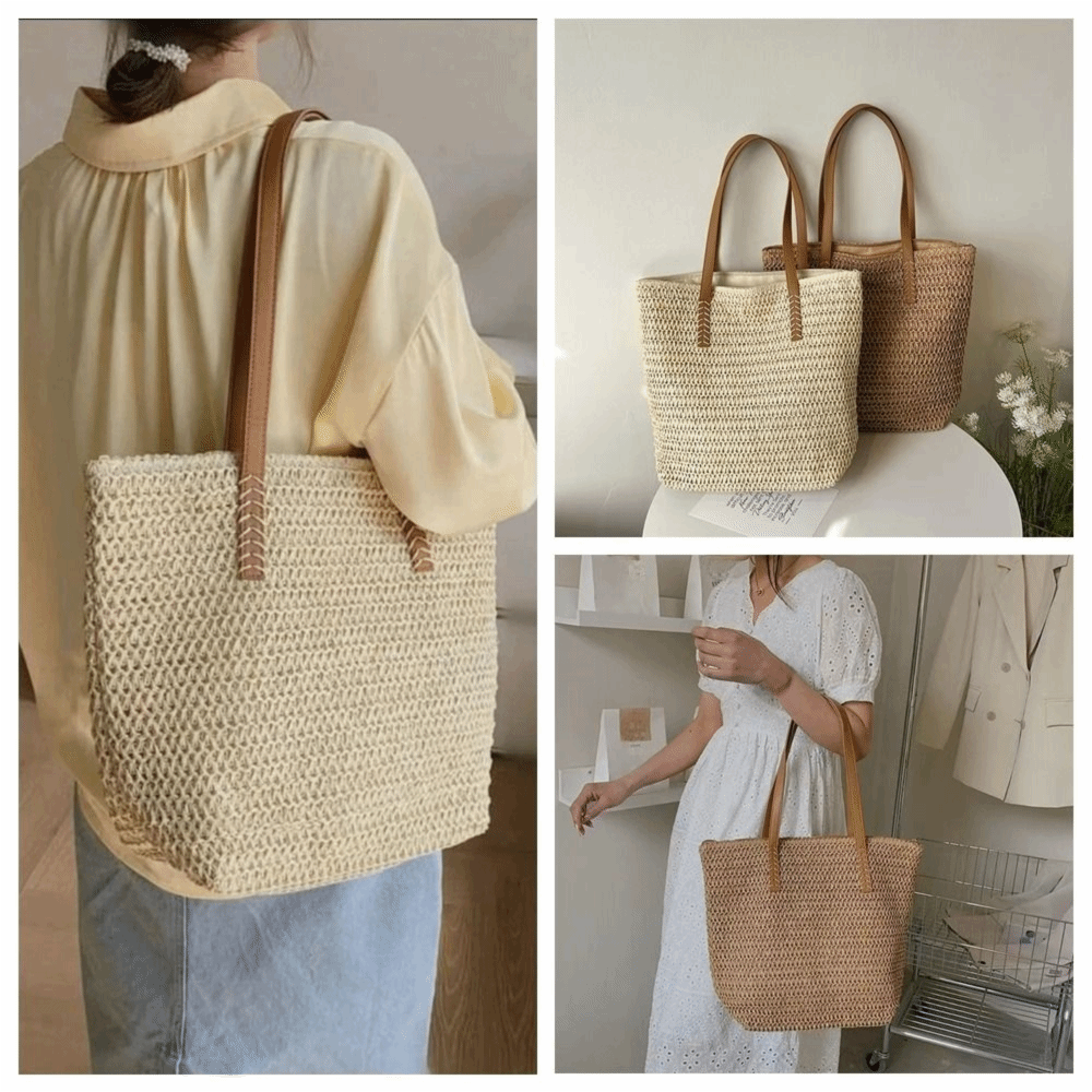 Casual Solid Color Weave Straw - Tote Bag Beach 리뷰 및 가격