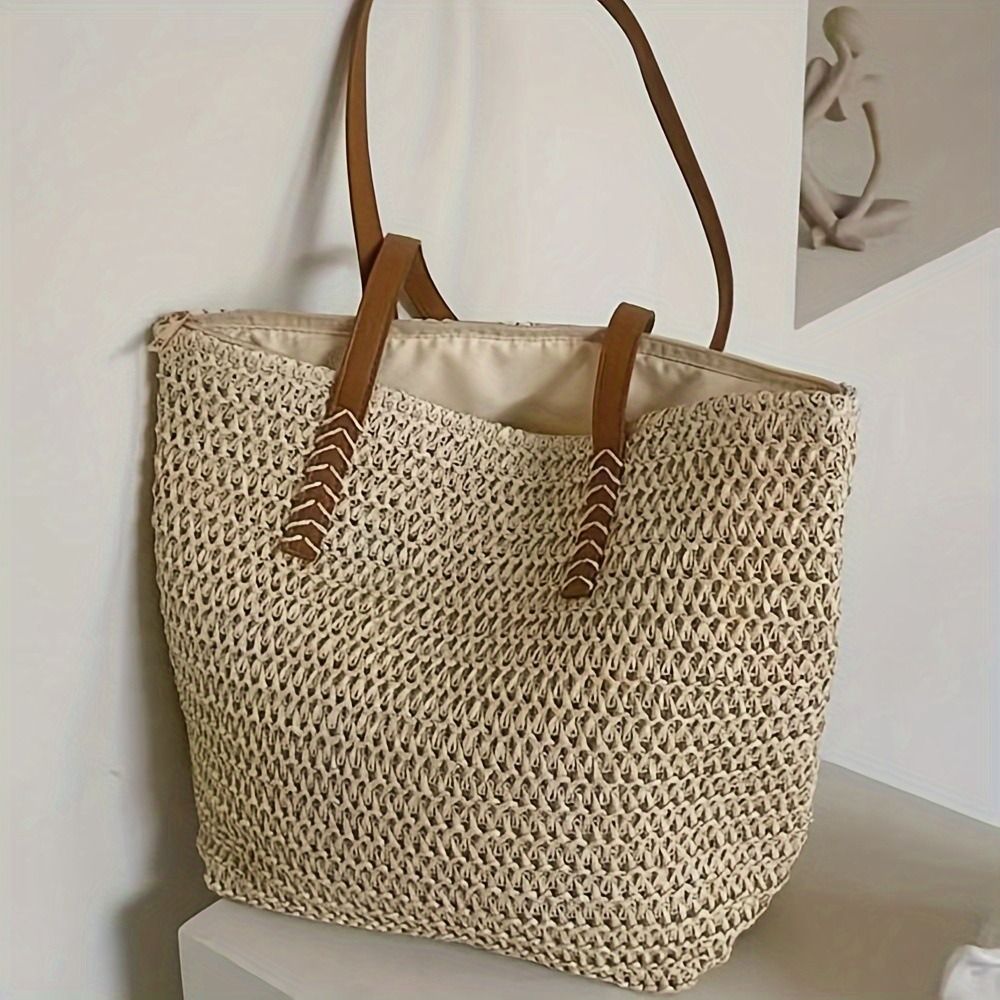 Casual Solid Color Weave Straw - Tote Bag Beach 리뷰 및 가격