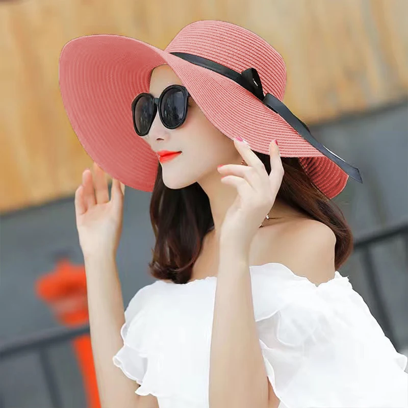 Summer Women Straw Hat Bowknot - Hat Floppy Wide 리뷰 및 가격