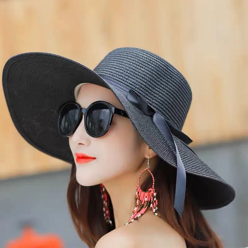 Summer Women Straw Hat Bowknot - Hat Floppy Wide 리뷰 및 가격