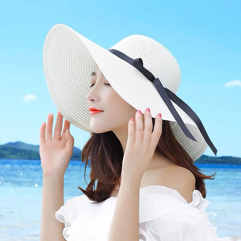 Summer Women Straw Hat Bowknot - Hat Floppy Wide 리뷰 및 가격