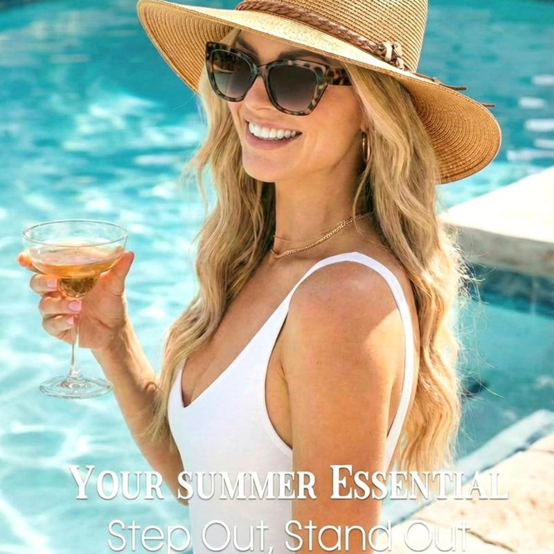 1pc Summer Straw Beach Sun Hat - Hat Floppy Wide 리뷰 및 가격