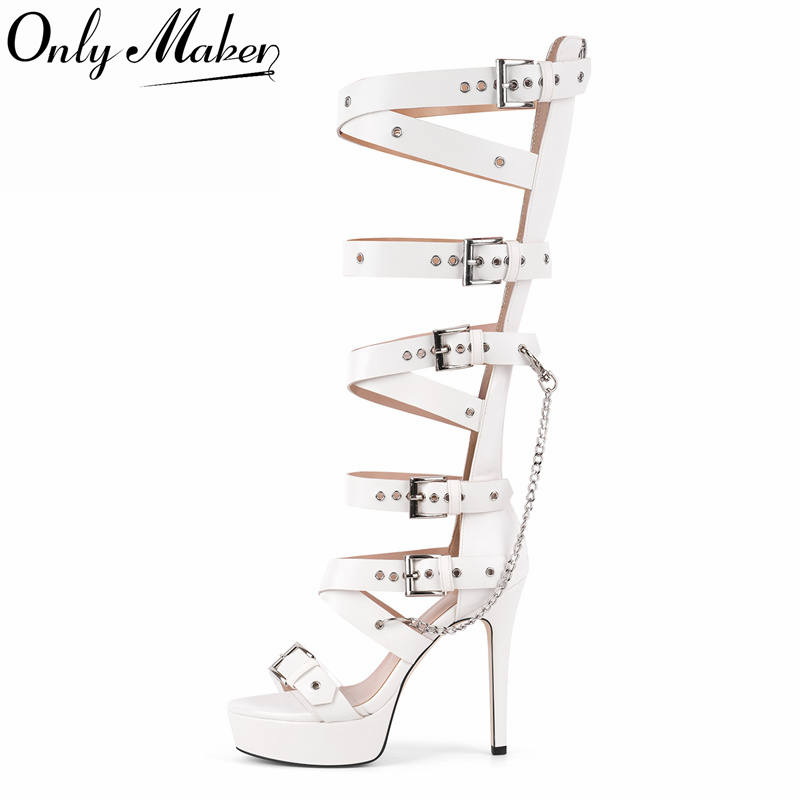 Onlymaker Platform Knee High E - Sandal Strappy Heeled 리뷰 및 가격