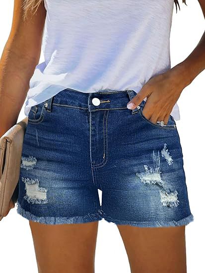 Casual Vintage Denim Shorts Hi - Shorts Denim Frayed 리뷰 및 가격