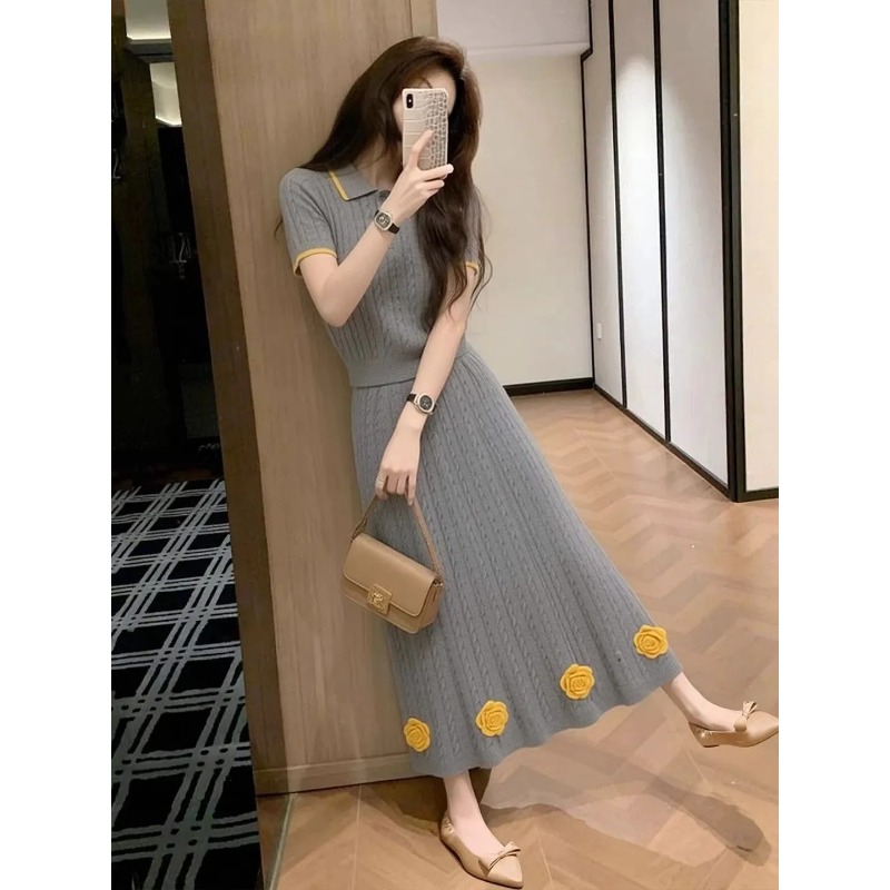 Women's Floral Knit Two Piece  - Midi Skirt Floral 리뷰 및 가격