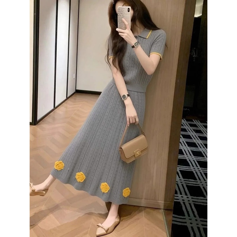 Women's Floral Knit Two Piece  - Midi Skirt Floral 리뷰 및 가격