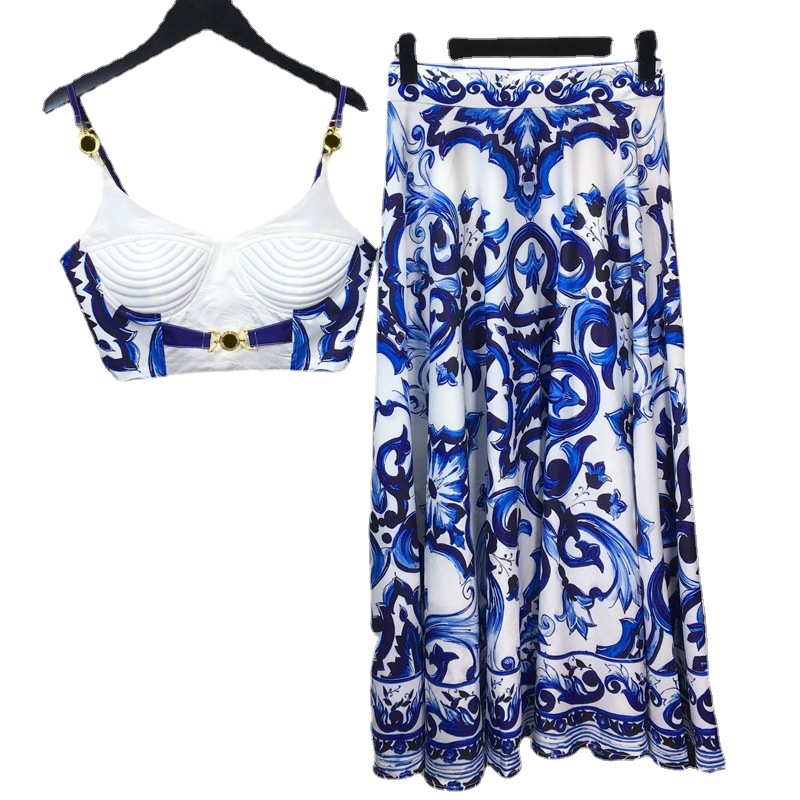Summer Bohemain Blue And White - Romper Floral Print 리뷰 및 가격