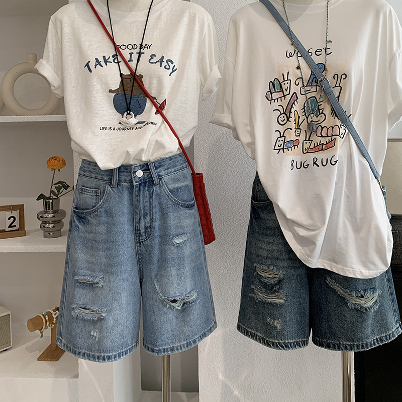 Denim Short Pant Women Jeans V - Shorts Denim Frayed 리뷰 및 가격