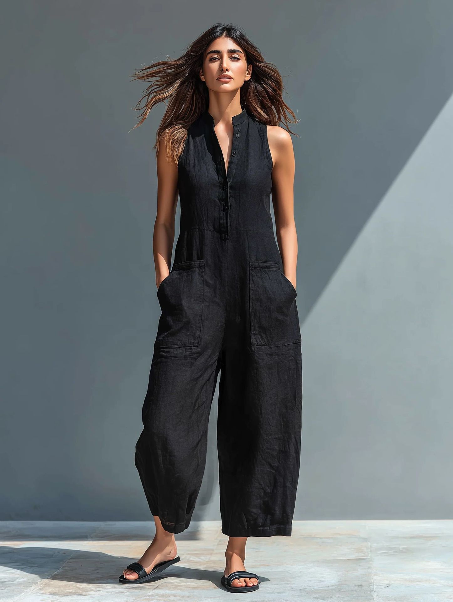 Summer Women's Clothing Sleeve - Jumpsuit Linen Relaxed 리뷰 및 가격