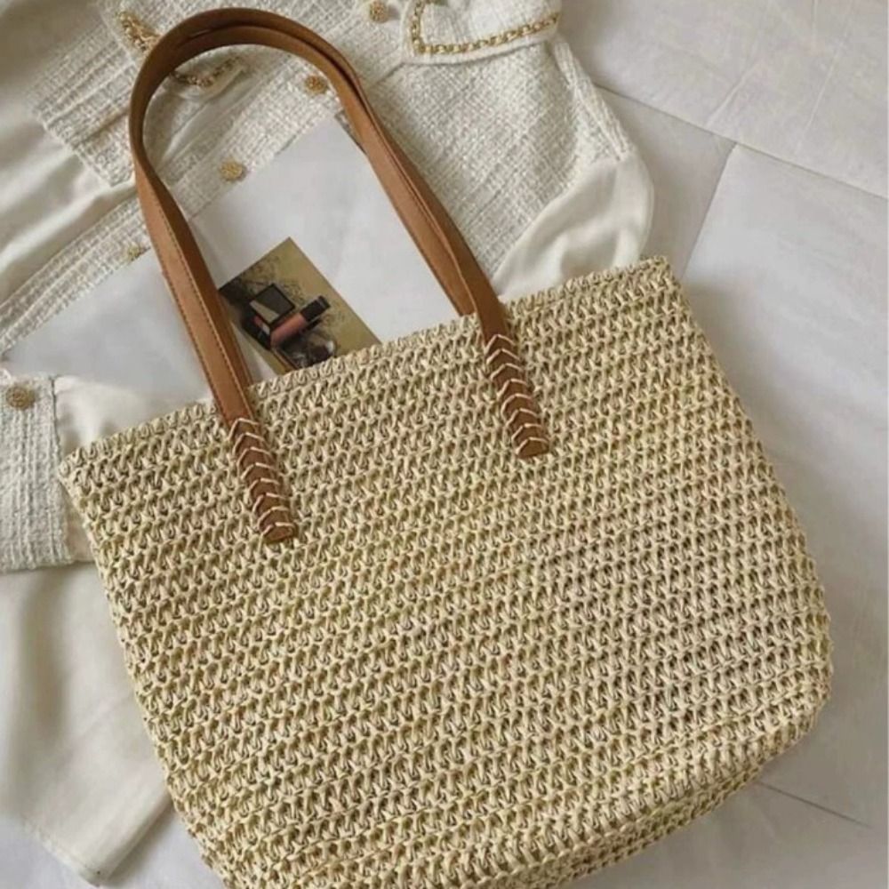 Cute Solid Color Weave Straw T - Tote Bag Beach 리뷰 및 가격