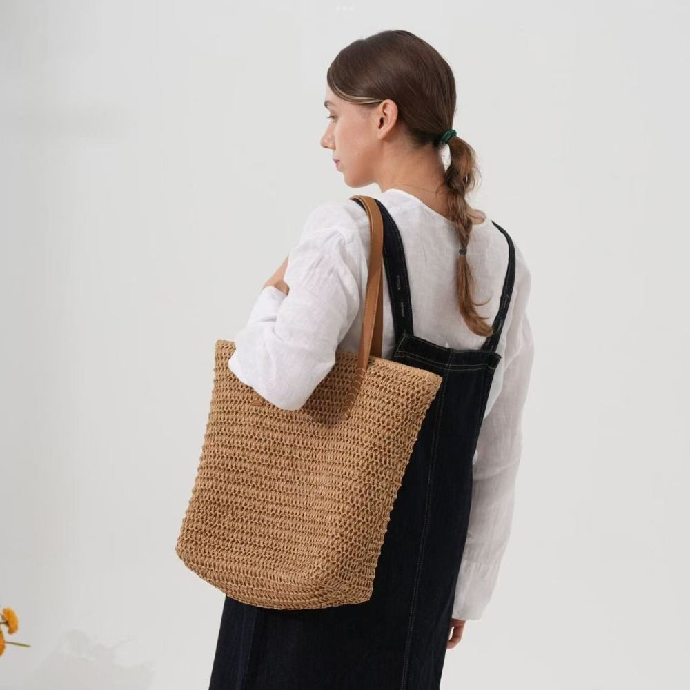 Cute Solid Color Weave Straw T - Tote Bag Beach 리뷰 및 가격