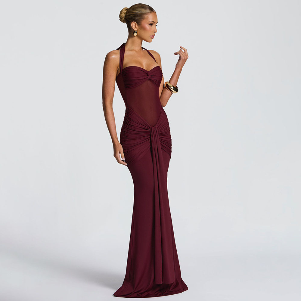 Elegant Patchwork Maxi Dress f - Maxi Dress Halter 리뷰 및 가격