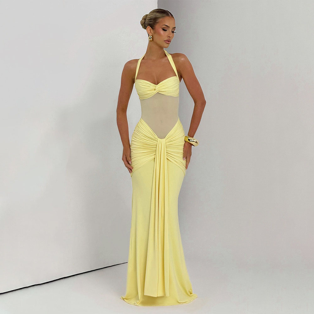 Elegant Patchwork Maxi Dress f - Maxi Dress Halter 리뷰 및 가격