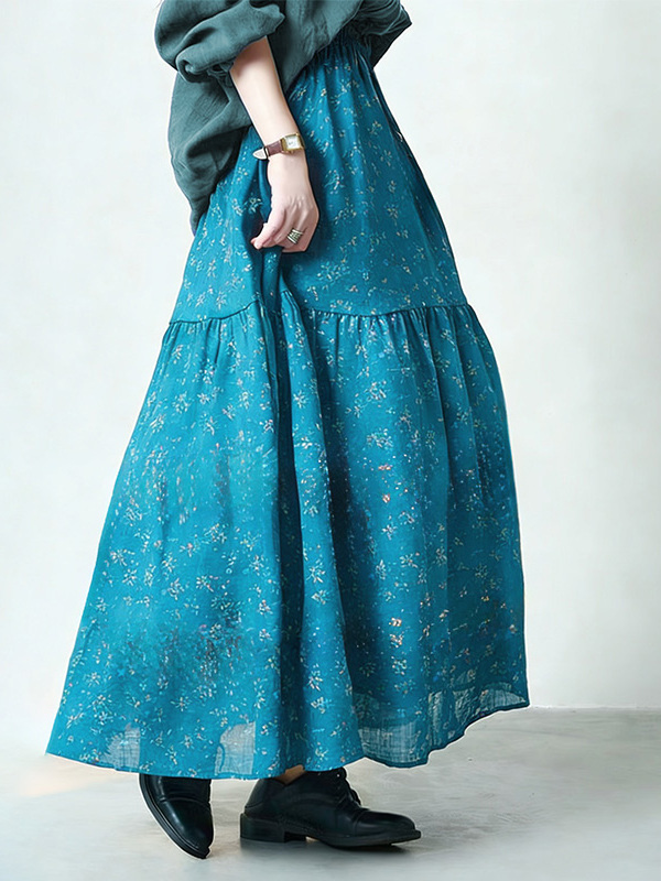 Floral Print High Waist A-Line - Midi Skirt Floral 리뷰 및 가격